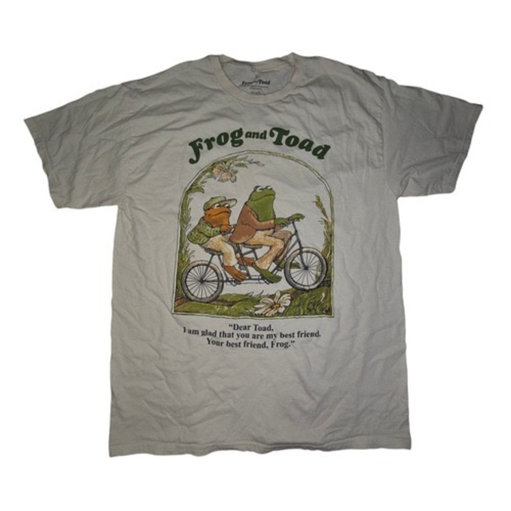 Arnold Lobel Frog And Toad Best Friends Riding Bike Graphic T-Shirt Size Large